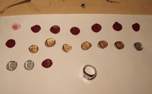 Signet ring and wax impressions